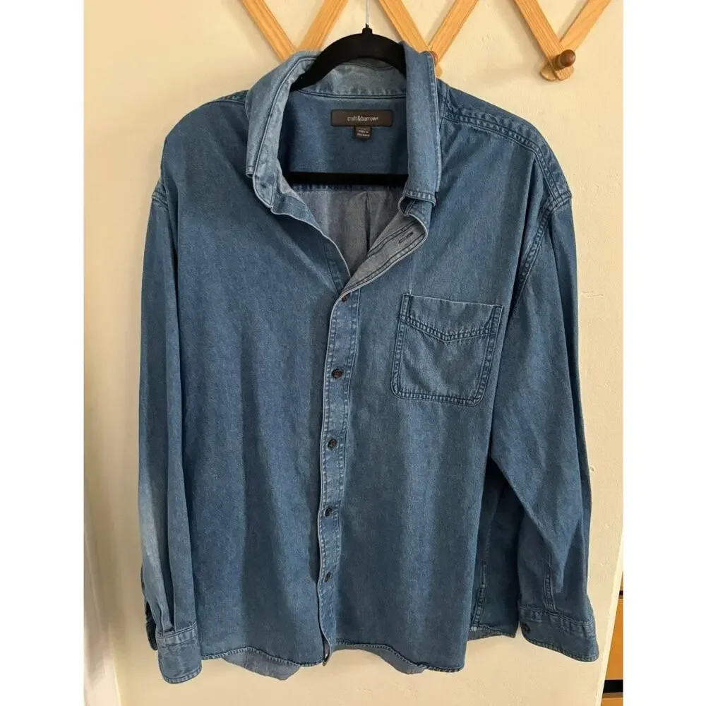 Croft & Barrow Shirt Men XL Blue Denim Casual Button Down Long Sleeve Collared - Picture 2 of 11